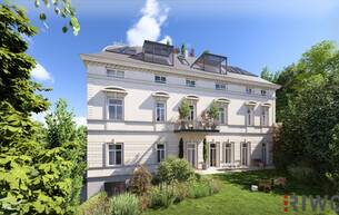 Wohnen Wohnung Großzügiger Wohn-Essbereich mit beeindruckender Raumhöhe von 4,4 m in der Villa Seutter | Sanierungsobjekt mit Balkonoption (ca. 11,96m²) 1130 Wien