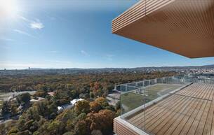 Wohnen Wohnung Central Park Feeling! Unverbaubarer Weitblick über Prater und Donau vom 25. Stock, Eckwohnung mit Traumterrassen und Wintergarten 1020 Wien
