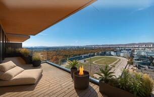 Wohnen Wohnung Leben wie im Luxus-Hotel mit Roof-Top-Pool und Concierge-Service - Unverbaubarer Weitblick über den Grünen Prater vom 25. Stock 1020 Wien